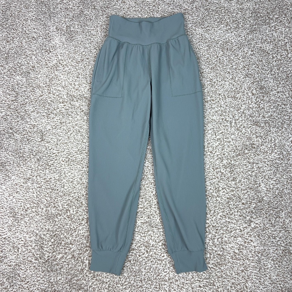 Athleta Pants Womens S Blue Salutation Rib Jogger Yoga Gym Lounge Workout Sport